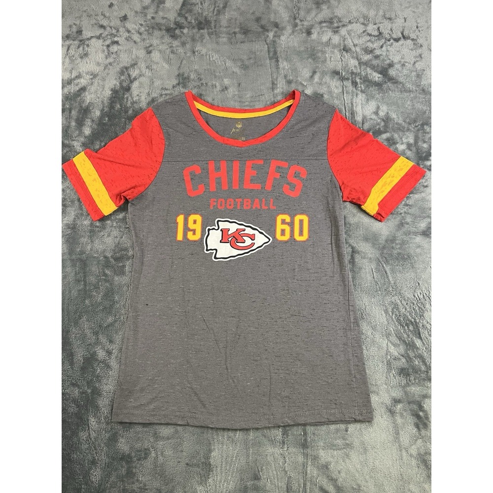 NFL Juniors Kansas City Chiefs NFL Football Gray/Red/Yellow Shirt Size L